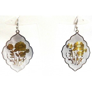 THE BOUQUET Earrings - Drop Long Dangling Hook - Classy Fashion - Dual Tone